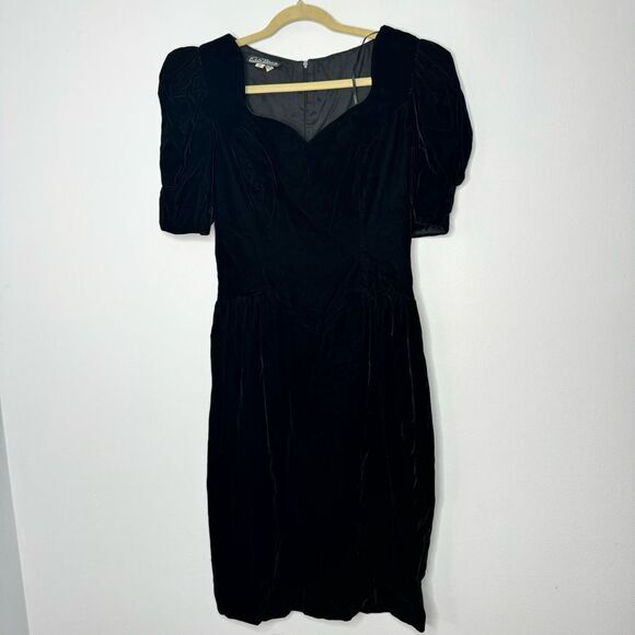 Vintage Erin Brook black velvet dress size 10 - Picture 2 of 7